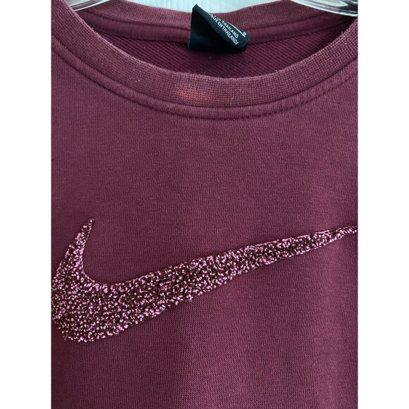 Nike sweatshirt Raised Logo Oversized Cropped Crewneck Burgundy Womens sz Large - Picture 3 of 8